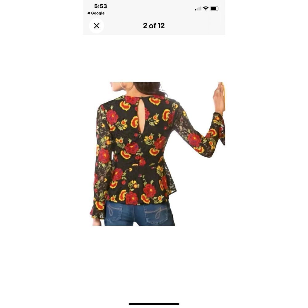 Alexa Admor Black Floral Lace Top, Size Small. - Picture 2 of 15